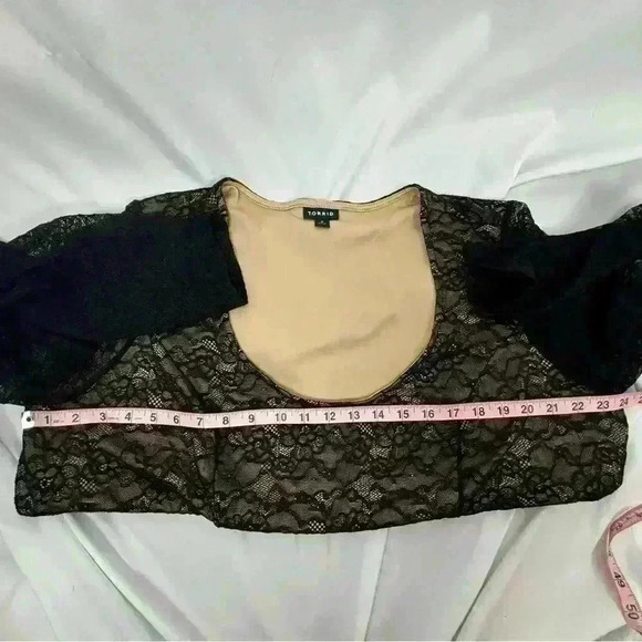 Torrid Bodysuit Black Lace Lined Stretch Long Sleeve Scoop Neck - Picture 9 of 9